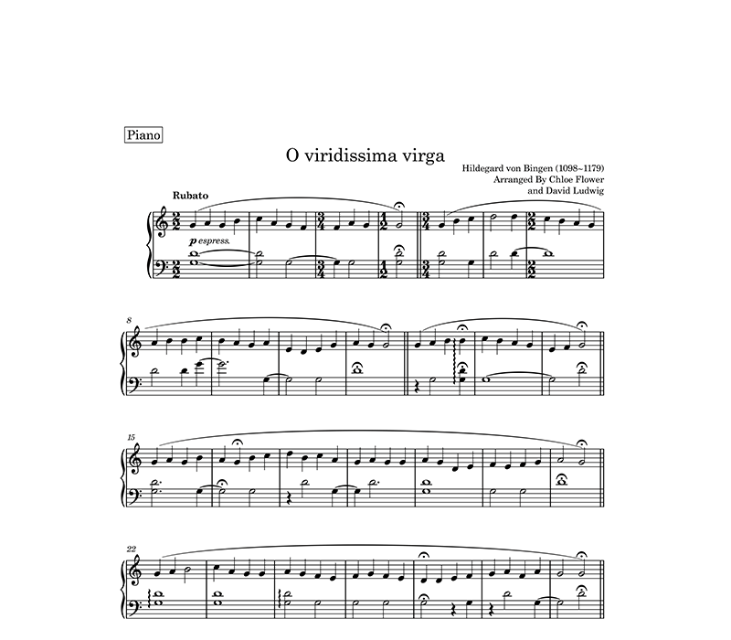 O virdissima virga — Solo Piano