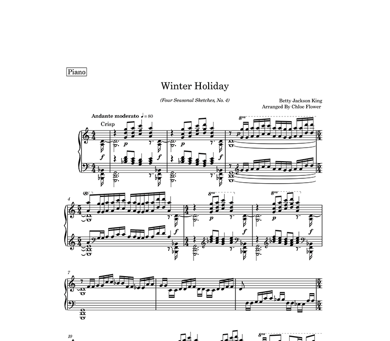 Winter Holiday — Solo Piano